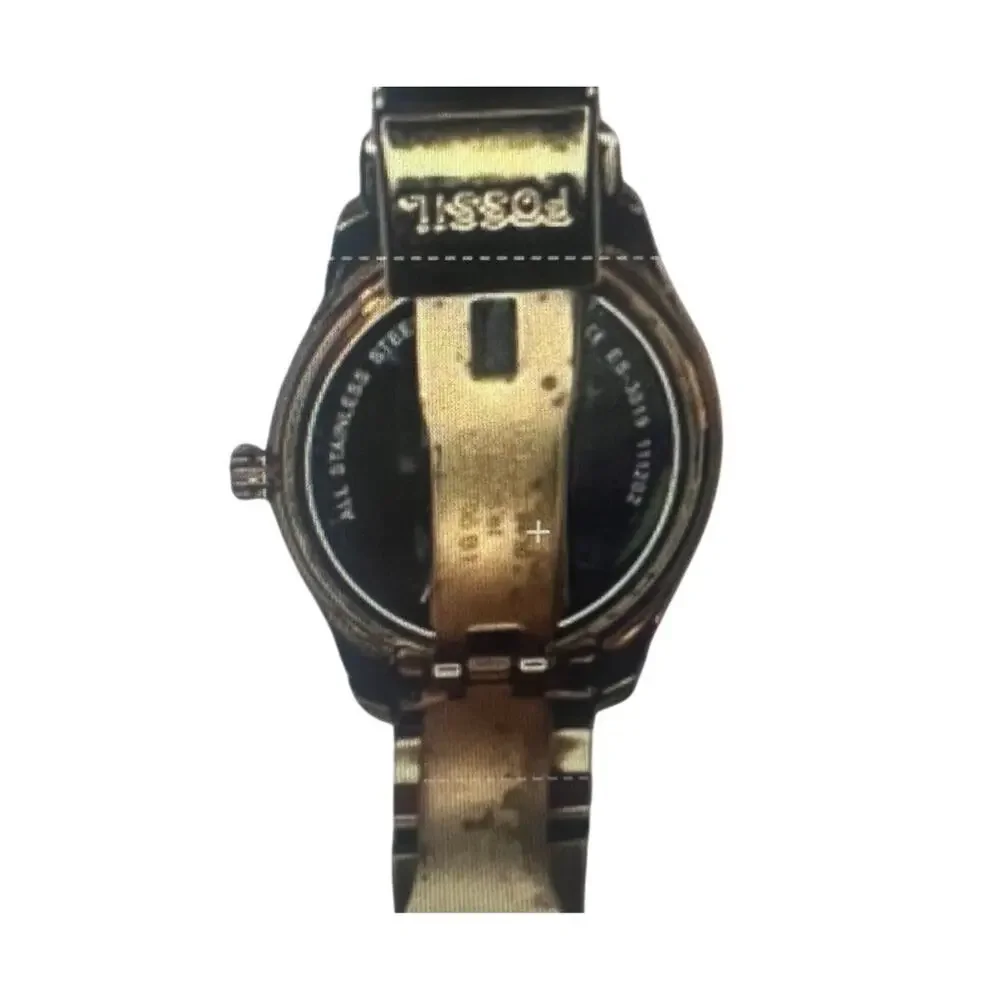 Vintage 1990s Fossil Rose Tone Quartz Bracelet Watch Ladies Wristwatch